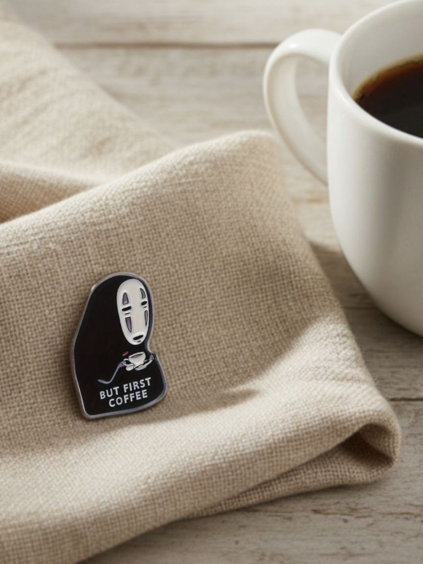 Caffeinated No-Face Pin